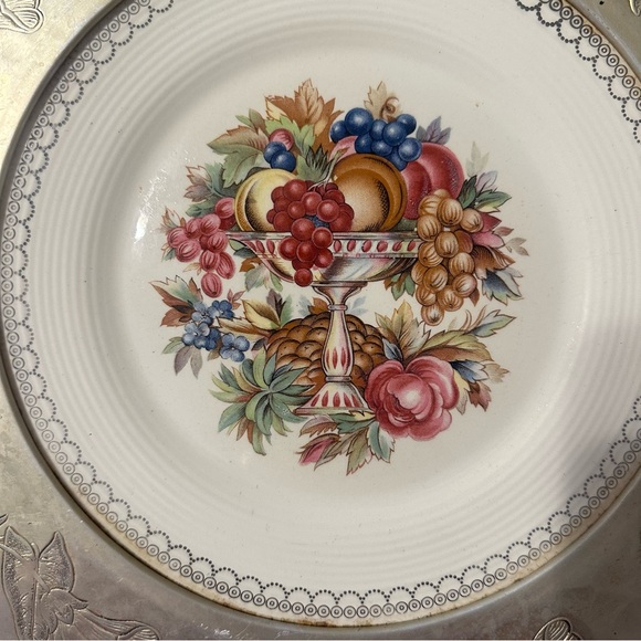 Vintage Farberware Wrought Aluminum & Triumph Limoges Center Plate Platter - Picture 2 of 9